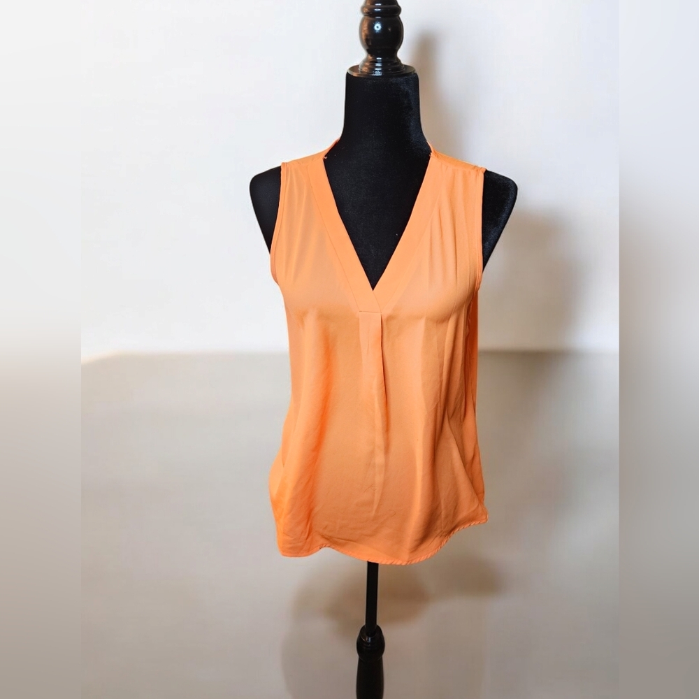 Orange V-Neck Blouse NWOT Size M